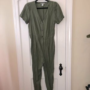 Old Navy Olive Linen Jumpsuit